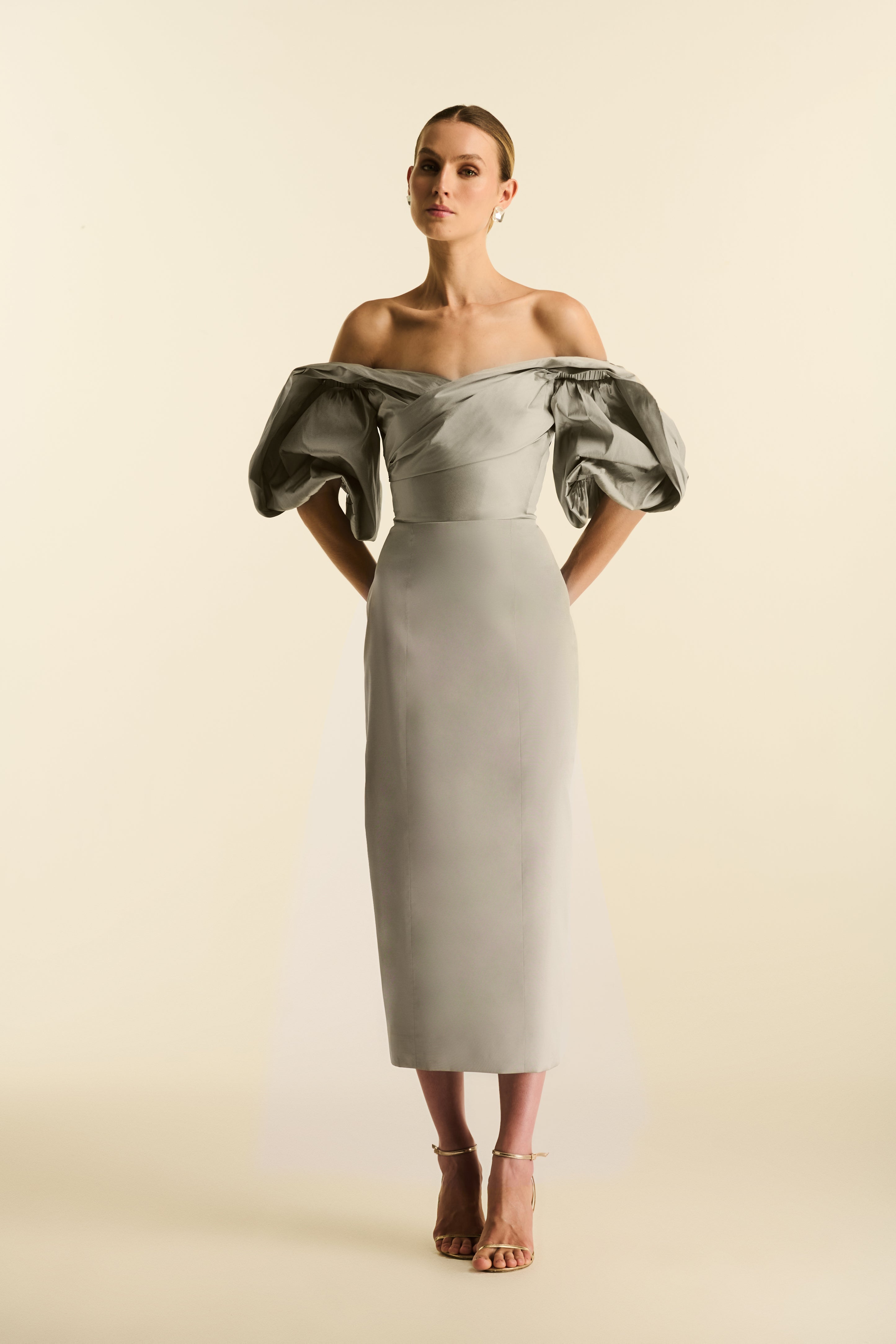 Vestido Midi Manga Bufante