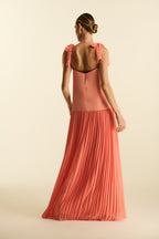 Vestido Longo Mix de Tecidos